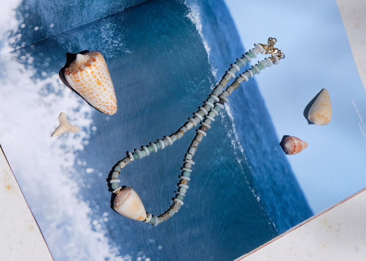 Seafoam cone shell necklace